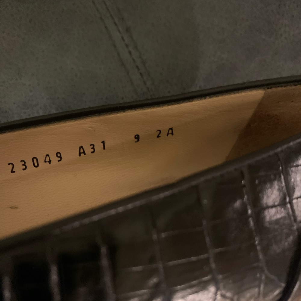 Ferragamo Black Croc Embossed Loafers with Gold Buckle - Picture 9 of 9